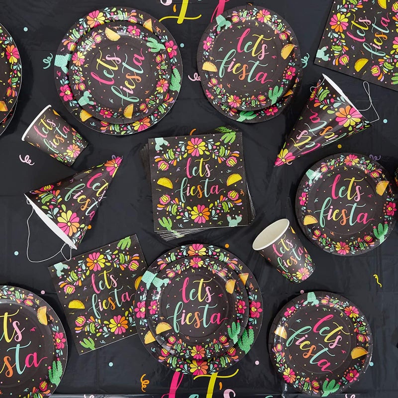 Sparkle and Bash Party Napkins - Taco Napkins & Fiesta Party Decor - Disposable Fiesta Dinner Supplies for Mexican Celebration - Pack of 100 - Black - 6.5 x 6.5 In - Image 3